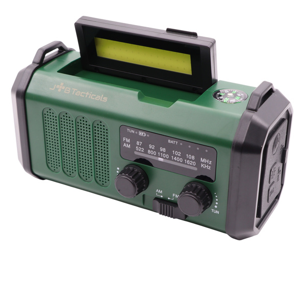 Radio Awaryjne Przenośne Solarne z Latarką, Lampką LED, SOS i Powerbankiem JB Tacticals (JB-09)