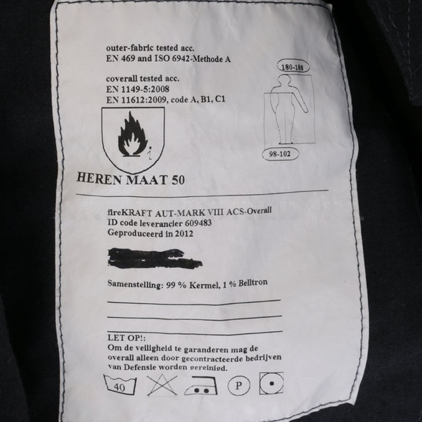 Dutch Flame Retardant Military Overalls KMAR Black Original Used -  Set Of 5 Pieces