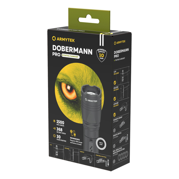 Hand Torch Armytek Dobermann Pro Magnet 1500 lm Black (F07501C)