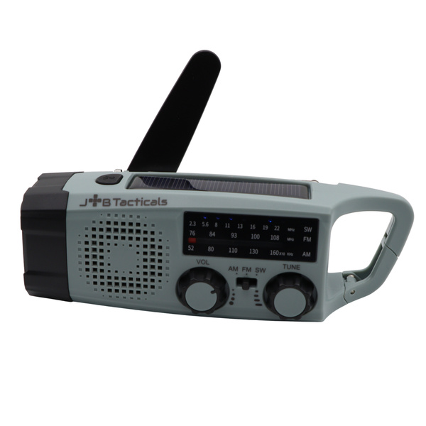Radio Awaryjne Solarne z Latarką, Lampką LED i Powerbankiem Niebieskie (JB-06)