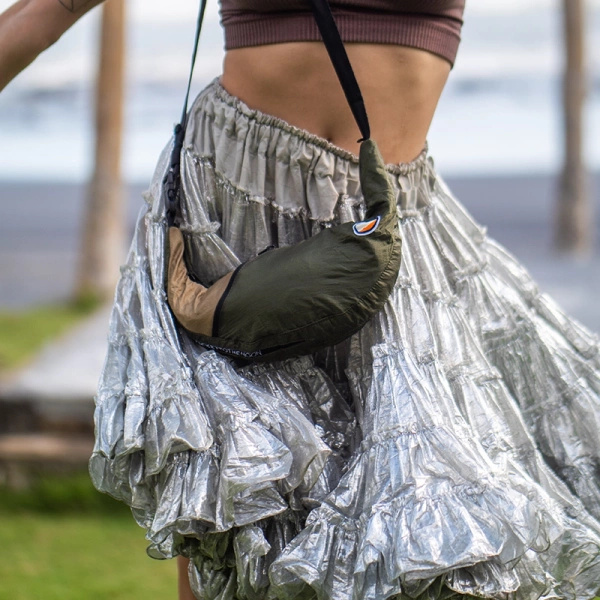 Torba Biodrowa / Nerka Upcycled Sling Back Ticket To The Moon Army Green / Brown (TMSLBR2408)