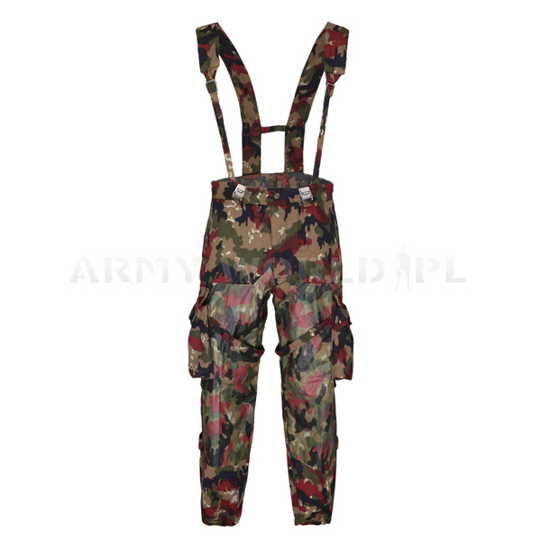 Spodnie Wojskowe Szwajcarskie Z Szelkami M70 Alpentarn Oryginał Demobil II Gatunek