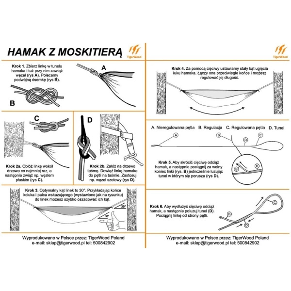 Hamak Lekki Turystyczny Ważka V2 Long + Moskitiera Pocket TigerWood Khaki