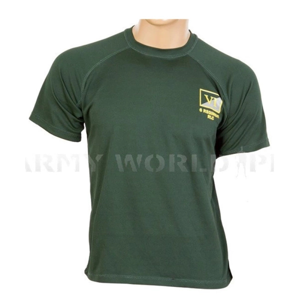 T-shirt Termoaktywny Coolmax Z Naklejką VI 6 Regiment RLC Zielony Oryginał Demobil DB
