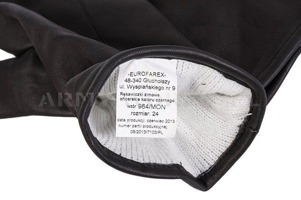 Rękawice Oficerskie Wojska Polskiego 964/MON Oryginał Czarne Nowe