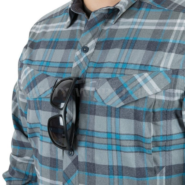 Koszula Taktyczna Defender Mk2 Pilgrim Długi Rękaw Helikon-Tex Blue Plaid (KO-DPG-SR-P6501)