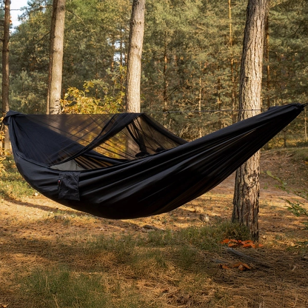 Hamak Lekki Turystyczny Ważka V2 Long + Moskitiera Pocket TigerWood Czarny