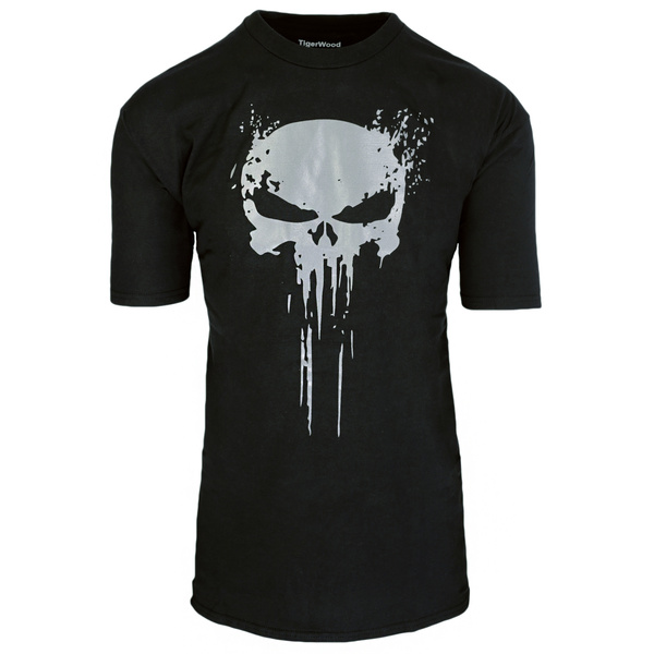 T-Shirt Punisher Czaszka Srebrna TigerWood Czarny 