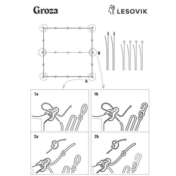 Tarpaulin Groza Ultralight 3 x 3 m Lesovik Burgundy Ron