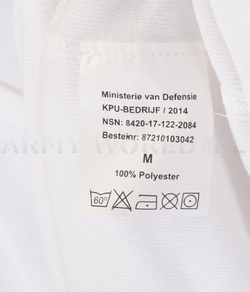 T-shirt Wojskowy Holenderski KPU Biały 100% Polyester Oryginał Demobil BDB