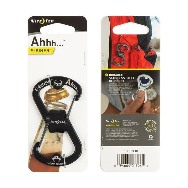 Carabiner S-Biner Ahhh Bottle Opener Nite Ize Black