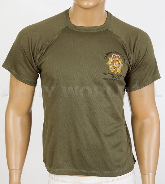 T-shirt Termoaktywny Coolmax Z Naszywką The Royal Logistic Corps Olive Oryginał Demobil BDB