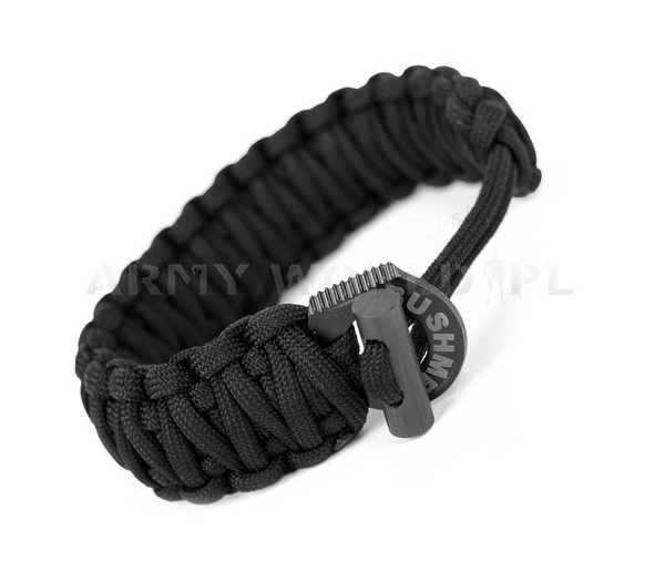  Paracord Bracelet 6 m With A Firestarter Bushmen Black New