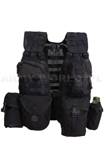 Dutch Modular Military Vest Black + 8 Pouches Original Used