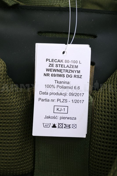 Plecak 100l Ze Stelażem Wewnętrznym 69/IWS 69/DKWS Callida Wojsk Specjalnych Olive Oryginał Nowy