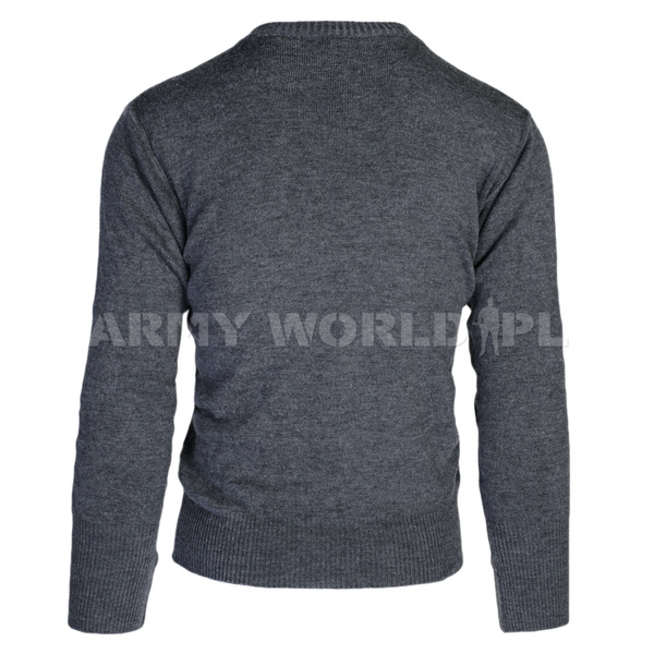 Sweter Wojskowy Wełniany Bundeswehr V- Neck Szary Oryginał Demobil BDB