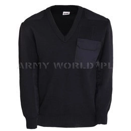 Sweter Wełniany Polski Oficerski Marynarki Wojennej V-Neck 521A/MON Czarny Oryginał Nowy