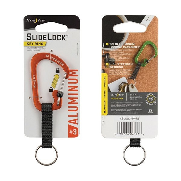 Karabinek SlideLock® Key Ring Aluminum Nite Ize Pomarańczowy (CSLAW3-19-R6)