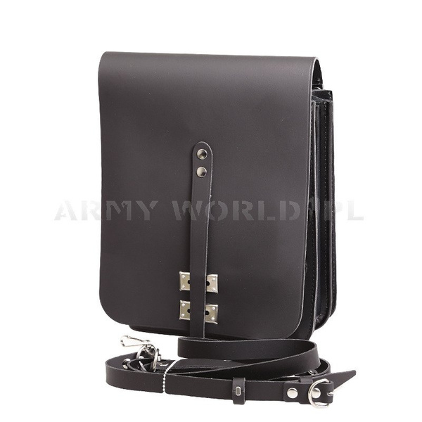 Torba Polowa Wojskowa Oficera Raportówka Skórzana 984/MON Czarna Oryginał Demobil BDB