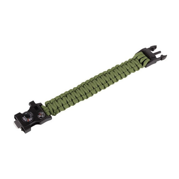 Bransoleta Paracord Z Krzesiwem I Kompasem 9'' 101 Inc. Olive