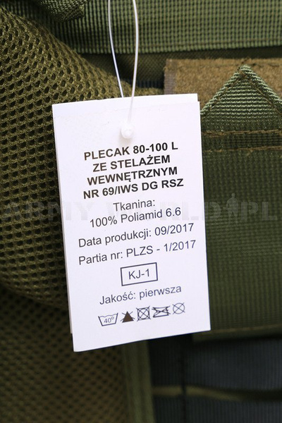 Plecak 80l Ze Stelażem Wewnętrznym 69/IWS 69/DKWS Callida Wojsk Specjalnych Olive Oryginał Nowy