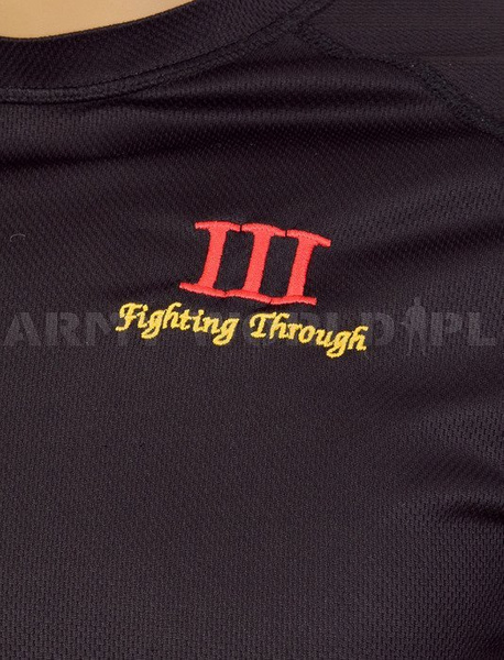 T-shirt Termoaktywny Coolmax Z Naszywką III Fighting Through Czarny Demobil DB