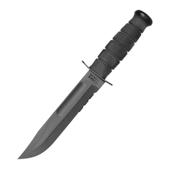 Nóż Black Serrated  + Pochwa Skórzana Ka-Bar (1212)