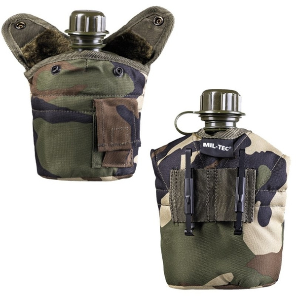 Canteen With Mug + Case Woodland GRATIS Mil-tec New
