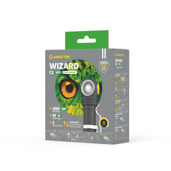 Latarka Czołowa Armytek Wizard C2 White / Green Warm Magnet Czarna (F09201W)