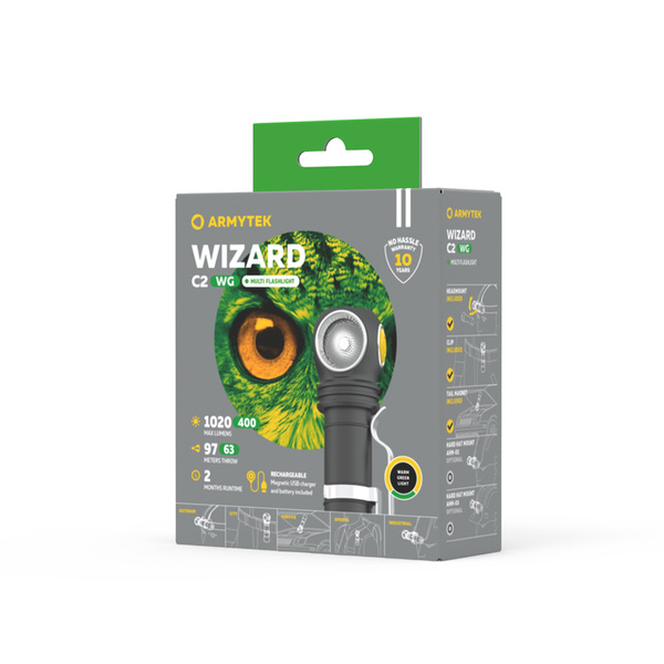 Latarka Czołowa Armytek Wizard C2 White / Green Warm Magnet Czarna (F0920W)