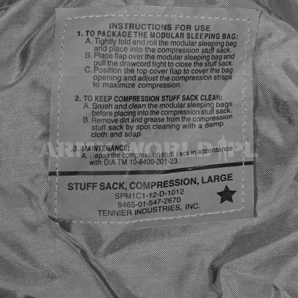 Worek Kompresyjny US Army Stuff Sack Tennier Industries Inc. Large Szary Oryginał Demobil DB