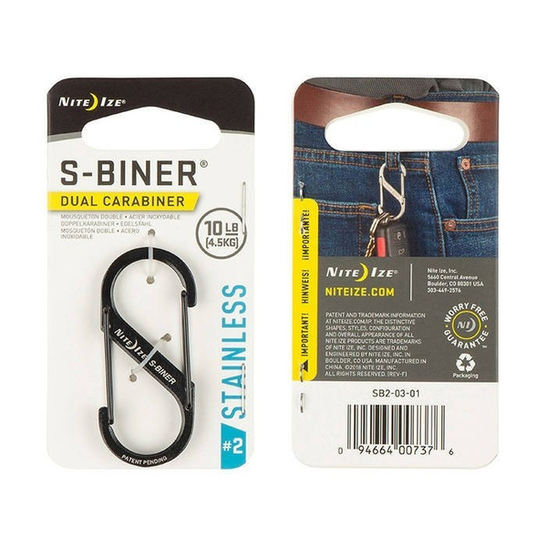 Nite Ize S-Biner #2 Steel Carabiner Black (SB2-03-01)