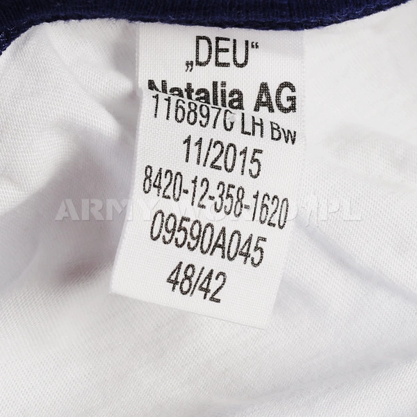 T-shirt Wojskowy Marynarski Bundeswehr Biały Oryginał Demobil BDB