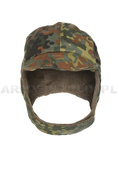 Military Ushanka Cap Bundeswehr Flecktarn Genuine New