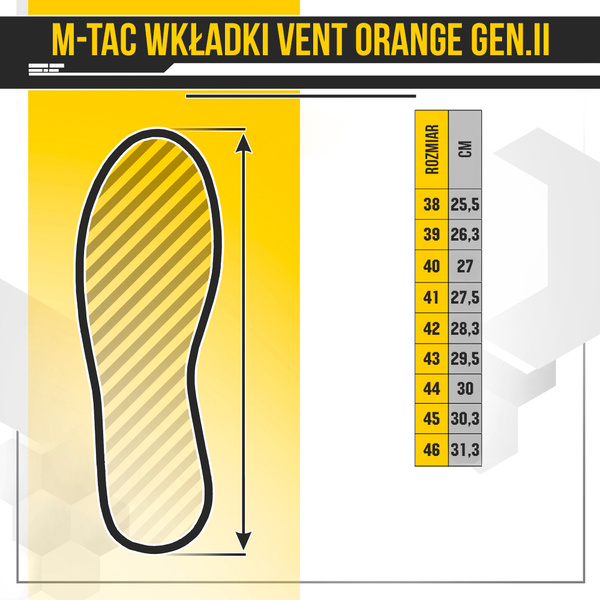 Wkladki Do Butów Vent Gen.II M-Tac Pomarańczowe (TS-141DD)