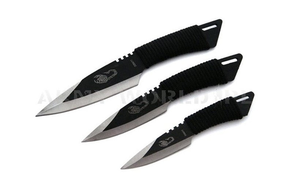 Throwing Knife Set Of Three Pieces Various Sizes + Case New