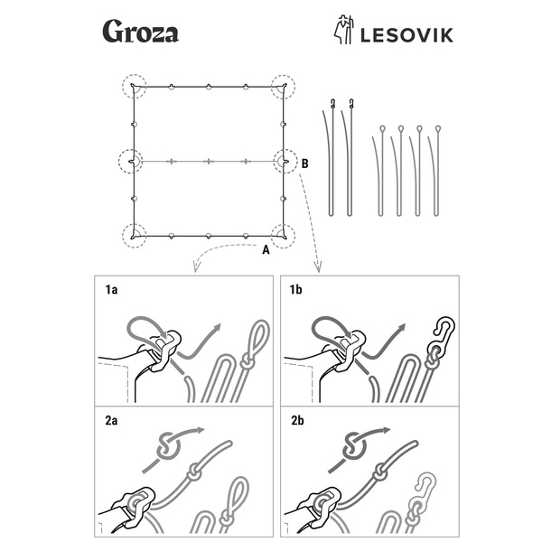 Tarp Groza Ultralight 3 x 3 m Lesovik Kangaroo / Walnut