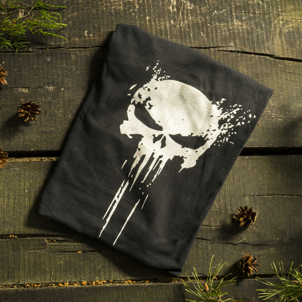 T-Shirt Punisher Czaszka Biała TigerWood Czarny 