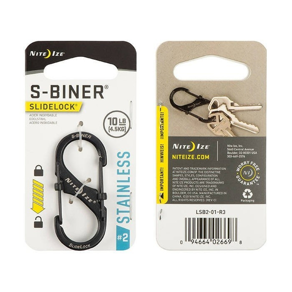 Nite Ize S-Biner #2 LSB2 Carabiner SlideLock Black