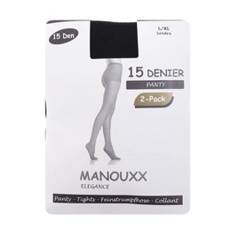 Rajstopy Damskie Wojskowe Manouxx 15 DEN Londra (Czarne) - 2 Pack - Nowe