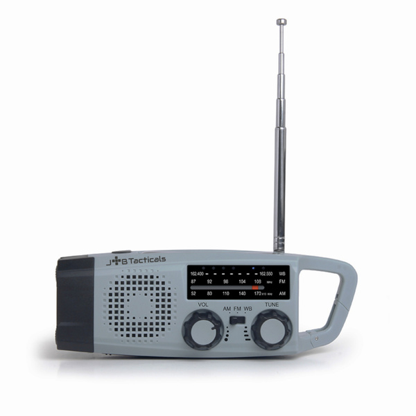 Radio Awaryjne Solarne z Latarką, Lampką LED i Powerbankiem Niebieskie (JB-06)