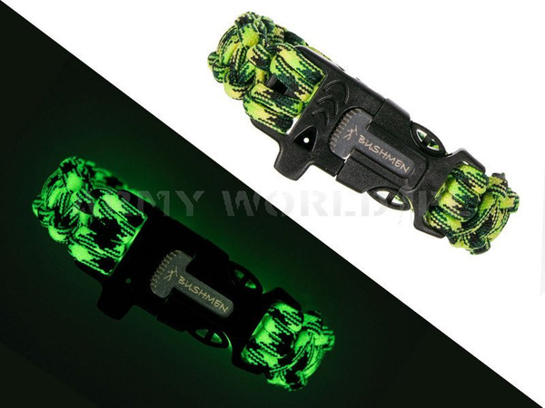 Bransoleta Paracord Z Krzesiwem I Gwizdkiem Bushmen Geckon Fluorescencyjny 