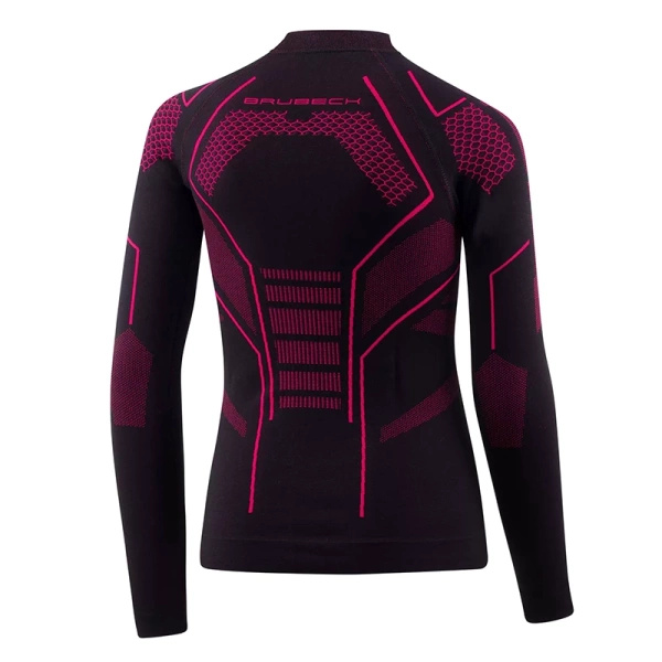 Bluza Termoaktywna Junior Thermo Brubeck Czarno / Fuksjowy (LS1612J)