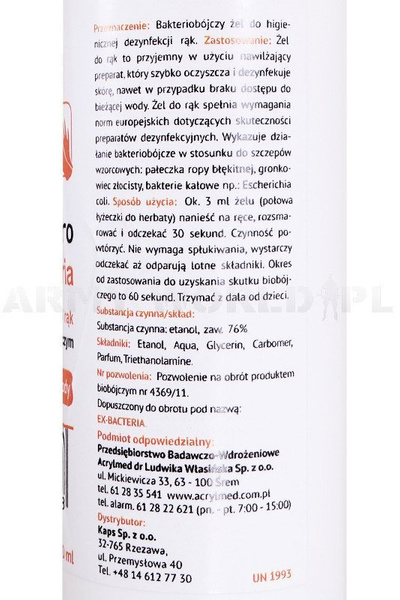 Clean Gel Pro Ex-bacteria / Hand Disinfectant Gel 250 ml