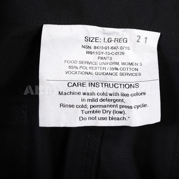 Spodnie Damskie Food Service Uniform Czarne Oryginał Demobil DB