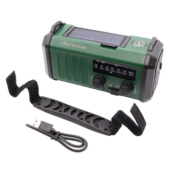 Radio Awaryjne Przenośne Solarne z Latarką, Lampką LED, SOS i Powerbankiem JB Tacticals (JB-09)