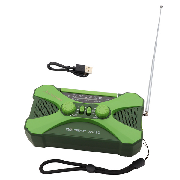 Radio Awaryjne Solarne z Latarką, Lampką LED, SOS i Powerbankiem JB Tacticals Zielone (JB-03)