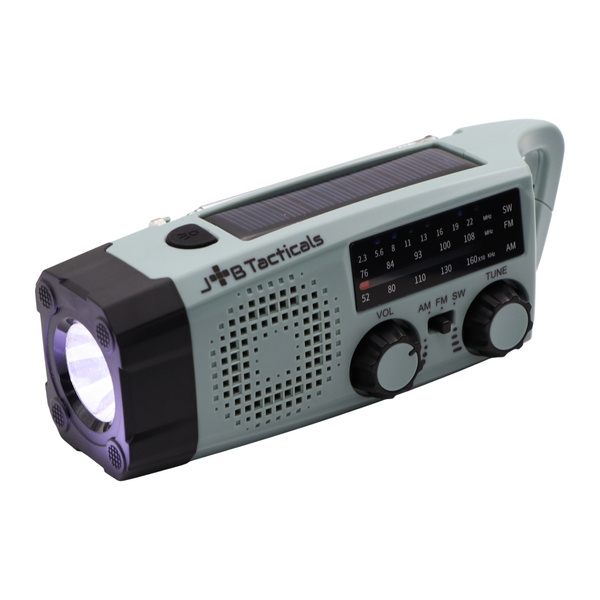 Radio Awaryjne Solarne z Latarką, Lampką LED i Powerbankiem Niebieskie (JB-06)