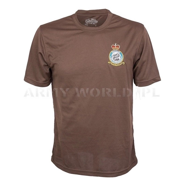 T-shirt Termoaktywny Brytyjski Coolmax Z Naszywką Squadron Brąz Oryginał Demobil DB