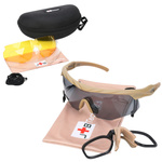 Okulary Taktyczne Strzeleckie JB Tacticals + 3 Szybki Brązowe